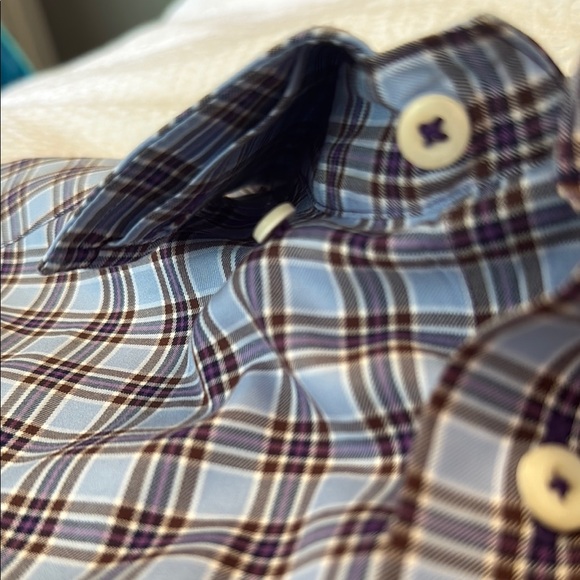 David Donahue Blue and Brown Plaid Casual Shirt - Picture 3 of 5